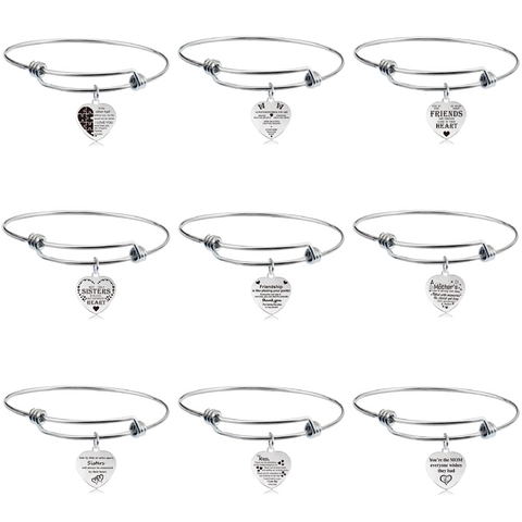 Edelstahl Verstellbares Armband Mit Graviertem Herzanhänger Für Damen Schwestern Freunde Mutter Inspirierender Schmuck Geschenk