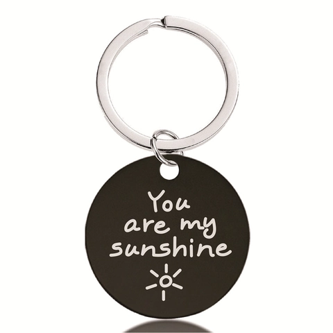 Stainless Steel Inspirational Quote Keychain Black Round Pendant Key Ring For Family Friends Gift Motivational Jewelry