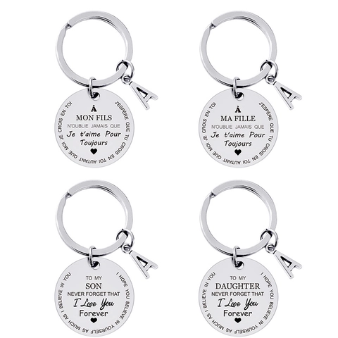 Edelstahl Gravierter Schlüsselanhänger Für Sohn Tochter Never Forget I Love You Runder Anhänger Mit Buchstaben Schmuck Geschenk