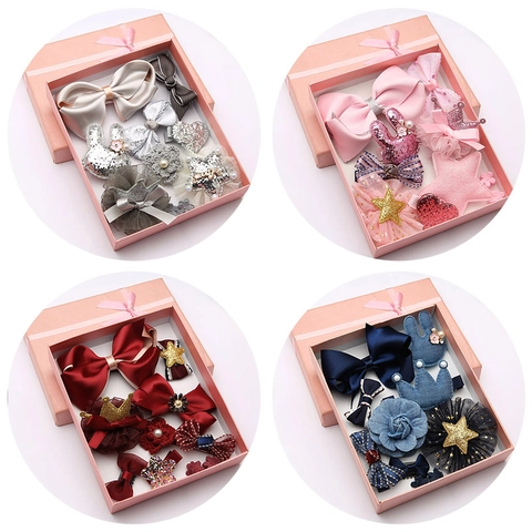 Pinzas para el Cabello Niños Lazos Estrellas Coronas Flores Surtidas Tela Lentejuelas Perlas Artificiales Dulce Estilo Coreano