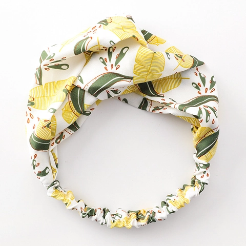 Tropischer Bananenblatt Druck Stirnband Breite Elastische Stoff Kreuzknoten Haarband Hasenohren Schleife Haarreif Damen Sommer