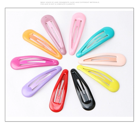 Korean Minimalist Drip Oil Metal Snap Hair Clips For Women Girls Macaron Solid Color Waterdrop BB Clips Hair Accessories