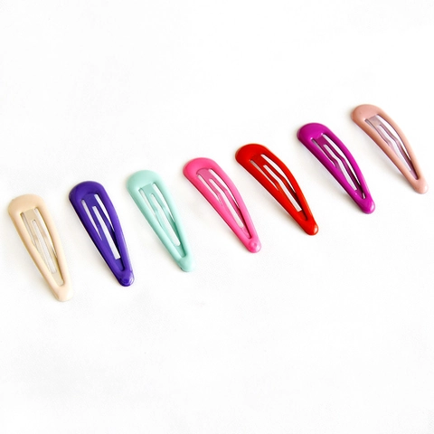 Korean Minimalist Drip Oil Metal Snap Hair Clips For Women Girls Macaron Solid Color Waterdrop BB Clips Hair Accessories