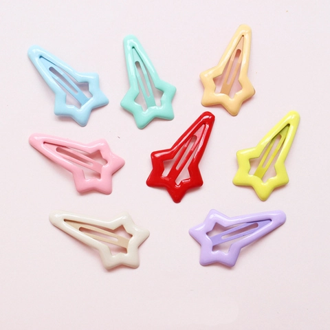 Mini Star Enamel Hair Clips For Women Girls Cute Macaron Color Pentagram Alloy Snap Clips Daily Hair Accessories