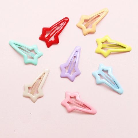 Mini Star Enamel Hair Clips For Women Girls Cute Macaron Color Pentagram Alloy Snap Clips Daily Hair Accessories