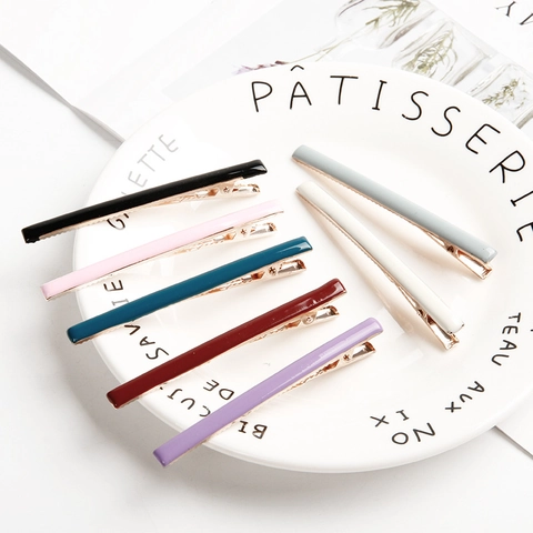 Koreaans Minimalistisch Legering Emaille Eendenbek Haarklem voor Vrouwen Zoet Effen Kleur Zijclip Haaraccessoires Cadeau