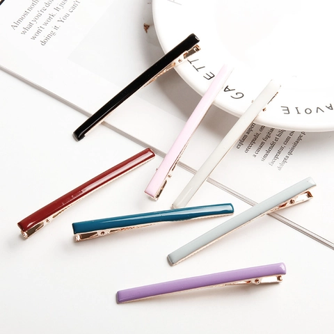 Koreaans Minimalistisch Legering Emaille Eendenbek Haarklem voor Vrouwen Zoet Effen Kleur Zijclip Haaraccessoires Cadeau