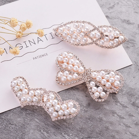 Eleganti Fermagli per Capelli con Fiocco Fiore Cuore Künstliche Perle e Strass per Donna Fermagli a Becco d'Anatra in Lega Accessori per Capelli