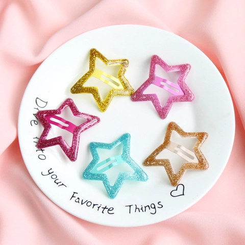 Pinzas para el Cabello con Purpurina en Forma de Estrella para Niñas Mujeres Aleación Lentejuelas Clips BB Dulce Estilo Coreano Metálico Brillante Horquillas Accesorios para el Cabello Diarios