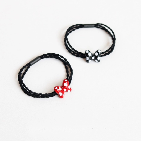 Süße Gepunktete Schleife Haargummi Hohe Elastizität Geflochtenes Haarseil Acryl Schleife Pferdeschwanz Halter Mädchen Haarschmuck