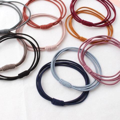 Coleteros Minimalistas de Alta Elasticidad para Mujeres Niñas Múltiples Hebras Color Sólido Accesorios para el Cabello