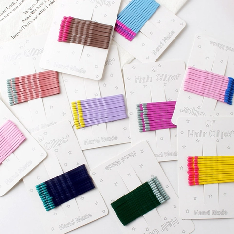 Colorful Metal Bobby Pins Set For Women Girls Korean Style Contrast Color Hair Clips Sweet Matte Finish Hairpins Hair Accessories