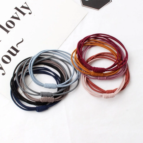 Coleteros Minimalistas de Alta Elasticidad para Mujeres Niñas Múltiples Hebras Color Sólido Accesorios para el Cabello
