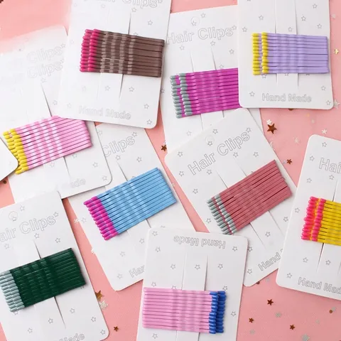Colorful Metal Bobby Pins Set For Women Girls Korean Style Contrast Color Hair Clips Sweet Matte Finish Hairpins Hair Accessories