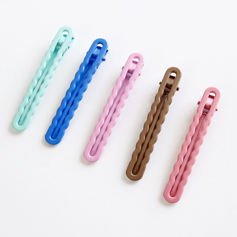 Korean Candy Color Wave Edge Alloy Hair Clip For Women Girl Sweet Matte Bobby Pin Alligator Fringe Clip Hair Accessories