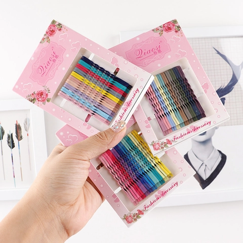 Pinzas para el Cabello Onduladas Coloridas de Aleación Minimalista Coreana Horquillas Lacadas Accesorios para el Cabello para Mujeres Niñas
