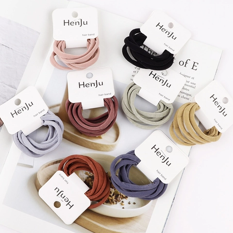 Simple Basic High Elastic Fabric Hair Ties Knitted Solid Color Seamless Scrunchies Set Versatile Ponytail Holder Hair Accessories For Women