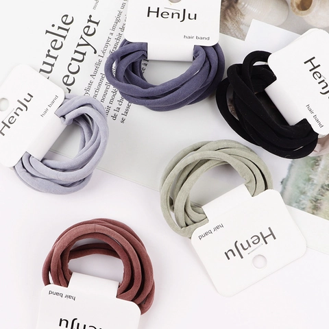 Simple Basic High Elastic Fabric Hair Ties Knitted Solid Color Seamless Scrunchies Set Versatile Ponytail Holder Hair Accessories For Women