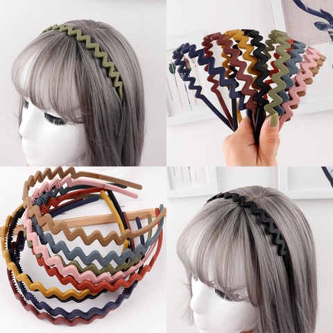 Cerchietto a Onde Opaco Zigzag con Denti Antiscivolo Fascia Semplice Tinta Unita Accessorio per Capelli Donna Lavaggio Viso
