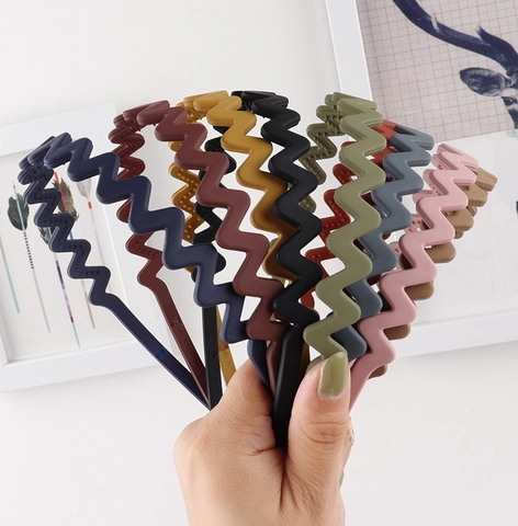 Cerchietto a Onde Opaco Zigzag con Denti Antiscivolo Fascia Semplice Tinta Unita Accessorio per Capelli Donna Lavaggio Viso