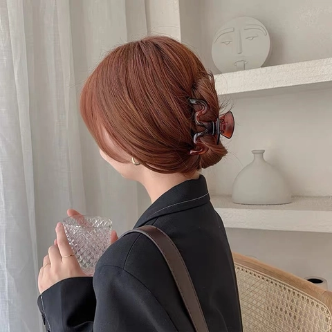 Koreaanse Stijl Golfpatroon Haarklem Grote Hars Haai Clip Mat Glanzend Antislip Haaraccessoires Voor Dames Dagelijks Haar Styling