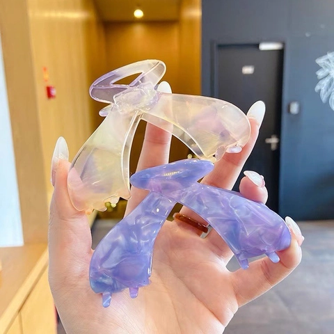 Large Acetate Hair Claw Clips Elegant Marble Leopard Print Shark Clips For Thick Hair Women Retro Hair Accessories