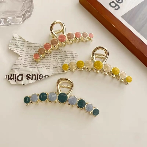 Elegante Pinza Per Capelli In Lega Grande Molletta In Metallo Resina Colorata Stile Coreano Accessorio Per Capelli Donna Vintage