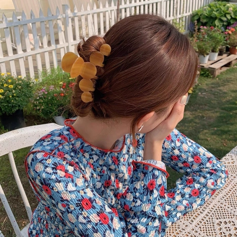 Pinza para el Pelo de Acetato Francesa para Mujer Textura de Mármol Leopardo Geométrica Redonda Pinza Grande Accesorios de Peinado