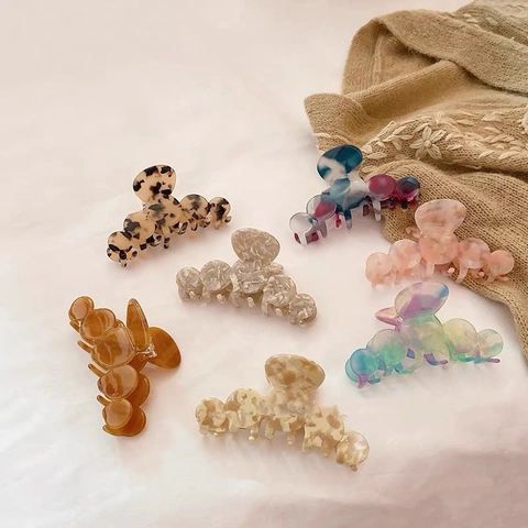 Pinza para el Pelo de Acetato Francesa para Mujer Textura de Mármol Leopardo Geométrica Redonda Pinza Grande Accesorios de Peinado
