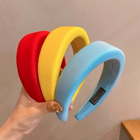 Diadema Acolchada de Esponja Gruesa de Estilo Coreano Colores Caramelo para Mujer Tela Suave Banda para el Cabello Accesorio de Moda