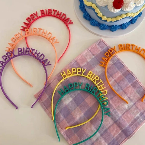 Happy Birthday Letter Headband Plastic Resin Party Favors Birthday Photography Props Multicolor Hair Accessories For Women Kids