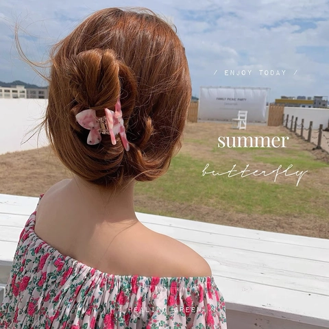 Sweet Acetate Butterfly Hair Claw Clips For Women Korean Style Marble Texture Shark Clips Fairy Hair Accessories For Daily Use