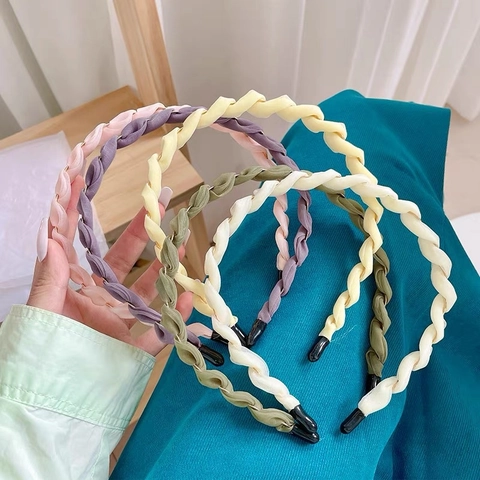 Franse Vintage Gedraaide Vlecht Gaas Haarband Voor Dames Koreaanse Stijl Met Stof Omwikkelde Haarband Zoete Prinses Haaraccessoires