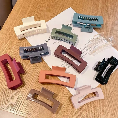 Pinza para el Pelo Rectangular Grande Estilo Coreano para Mujer Mate Brillante Minimalista Geométrica Antideslizante Accesorios de Pelo