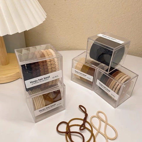 Hochelastische Nylon Haargummis In Erdtönen Mit Spiraltextur Minimalistische Elastische Haarbänder Für Damen Pferdeschwanz Styling