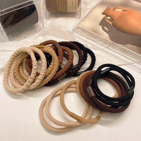 Hochelastische Nylon Haargummis In Erdtönen Mit Spiraltextur Minimalistische Elastische Haarbänder Für Damen Pferdeschwanz Styling