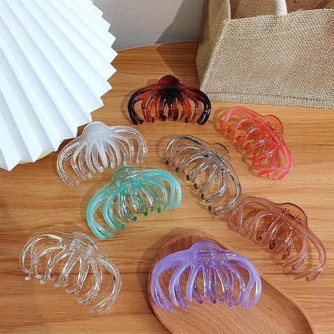 Französische Elegante Große Haarklammer Für Dickes Haar Transparente Harz Oktopus Shark Clip Einfache Haaraccessoires