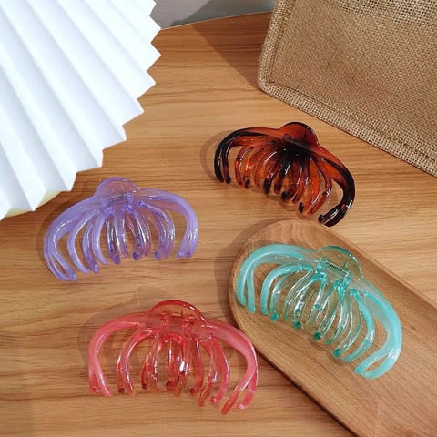 Französische Elegante Große Haarklammer Für Dickes Haar Transparente Harz Oktopus Shark Clip Einfache Haaraccessoires
