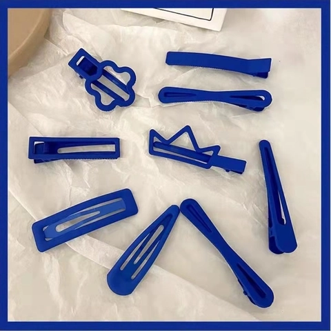 Fermagli per Capelli Blu Klein Opachi per Donna Minimalista Geometrico Floreale Forcine a Becco d'Anatra Clip BB Snap Accessori per Capelli Moda