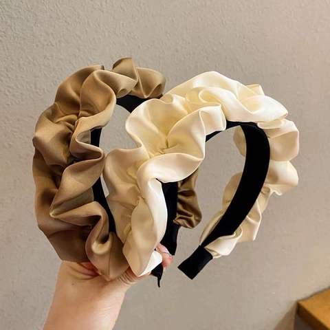 Französisch Vintage Geraffte Satin Breite Stirnband Für Frauen Elegante Hohe Kraniale Top Haar Reifen Handgemachte Mode Haar Zubehör