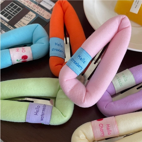 Fermaglio per Capelli Puffy in Tessuto Spugna Pastello Simpatico Grande Motivo Frutta Fragola Avocado Clip BB Accessorio Capelli Donna Ragazza