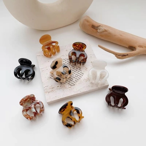 Korean Style Acetate Hair Claw Clip Mini Tortoise Shell Leopard Print Hairpin For Women Ponytail Holder Hair Accessories