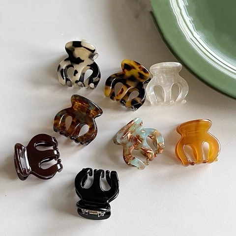 Korean Style Acetate Hair Claw Clip Mini Tortoise Shell Leopard Print Hairpin For Women Ponytail Holder Hair Accessories