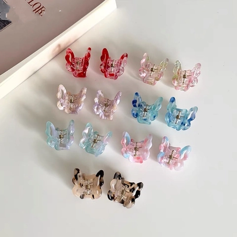 Mini Pinza para el Cabello de Mariposa Degradado Mármol Acetato Resina Horquilla Dulce Accesorio para el Cabello para Mujeres Niñas Peinado Decorativo