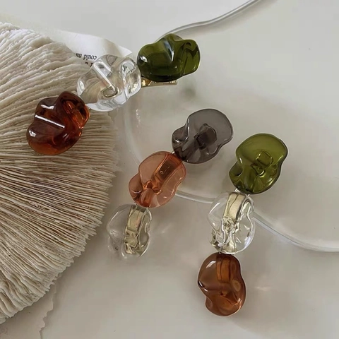 Vintage Unregelmäßige Kiesel Acryl Haarklammer Für Damen Minimalistische Transparente Harz Barrettes Elegante Haar Accessoires