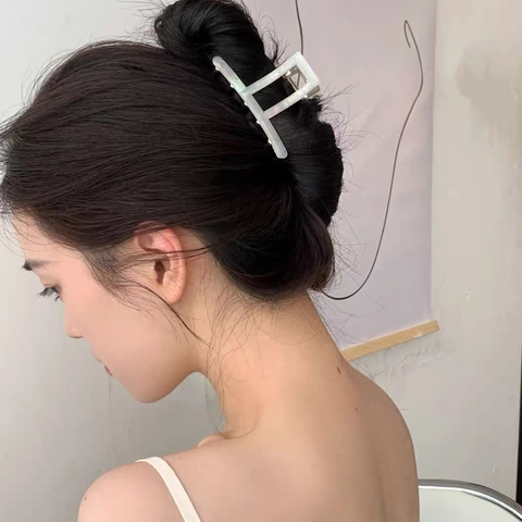 Elegante Pinza per Capelli Rettangolare Geometrica in Acetato Grande Clip a Squalo con Molla in Metallo Accessori per Capelli Donna