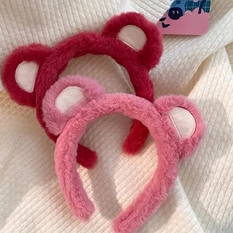 Carino Cerchietto con Orecchie di Orso in Peluche per Donna Morbida Fascia per Capelli in Pelliccia Sintetica Accessori per Capelli