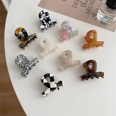 Vintage Acetate Hair Claw Clip Tortoiseshell Geometric Shark Clip For Women Elegant Hair Accessories Daily Hair Styling