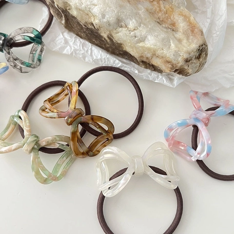 Elegante Elastico per Capelli a Fiocco in Acetato di Cellulosa Motivo Marmo Scrunchies per Donna Accessori Capelli