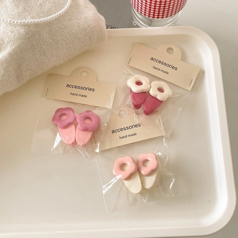 Fermagli per Capelli Floreali Macaron Dolci INS Coreani Clip a Becco d'Anatra in Resina Accessori Capelli Donna